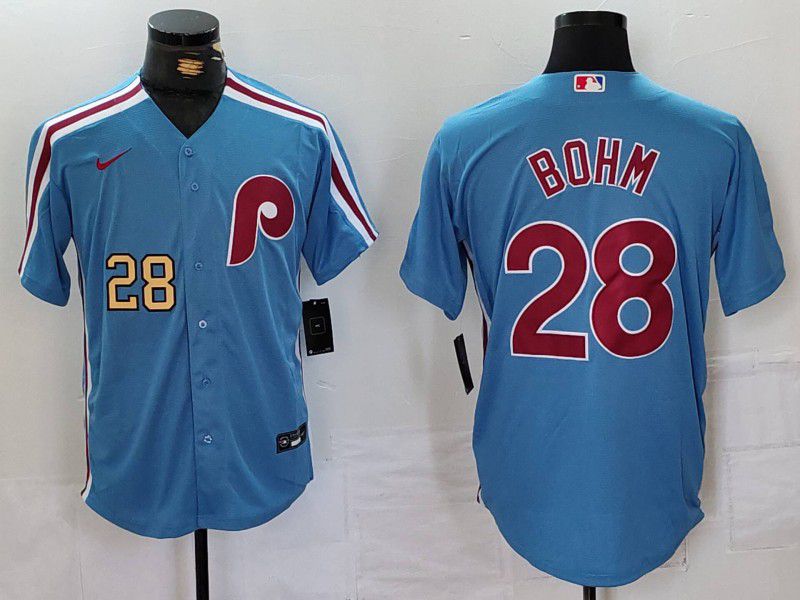 Men Philadelphia Phillies #28 Bohm Blue Throwback 2024 Nike MLB Jersey style 3->philadelphia phillies->MLB Jersey